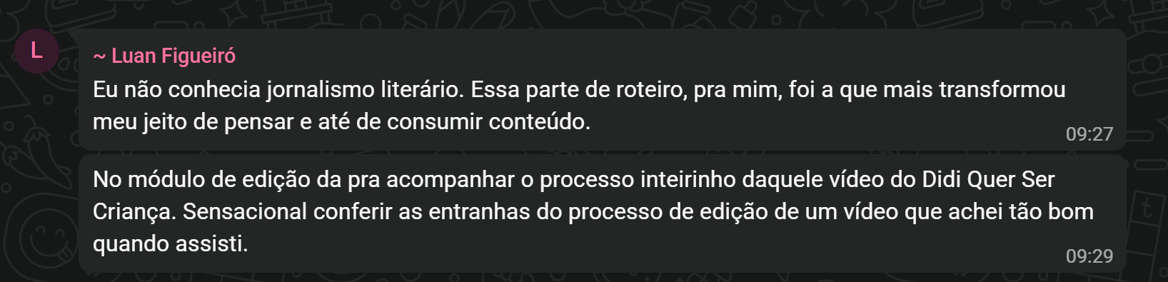 Depoimento de Luan Figueiró sobre o Aprofundo Creators